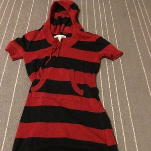 Short sweater dress with a hoodie